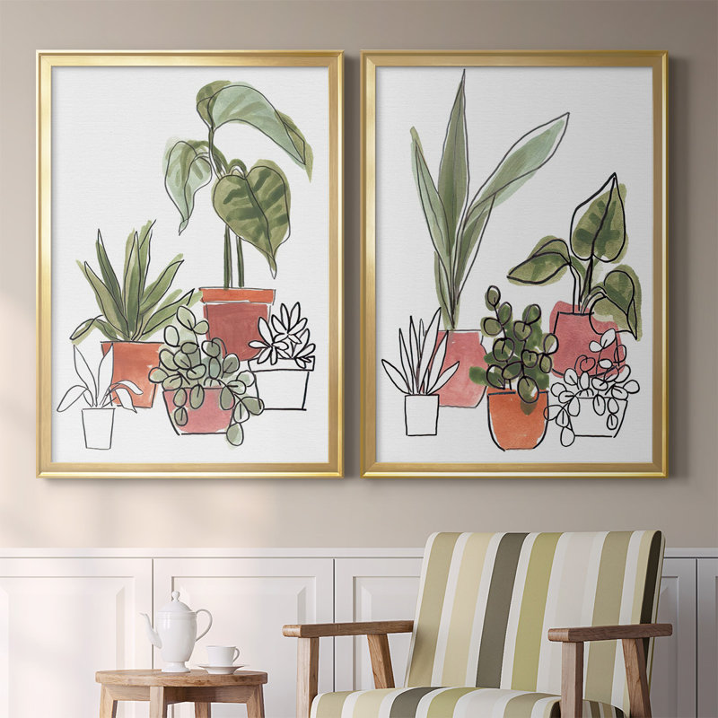 Home Grown I - Ensemble de 2 reproductions d'art sur toile encadrées, Or, H 41,25 po x l 61 po x P 1,25 po