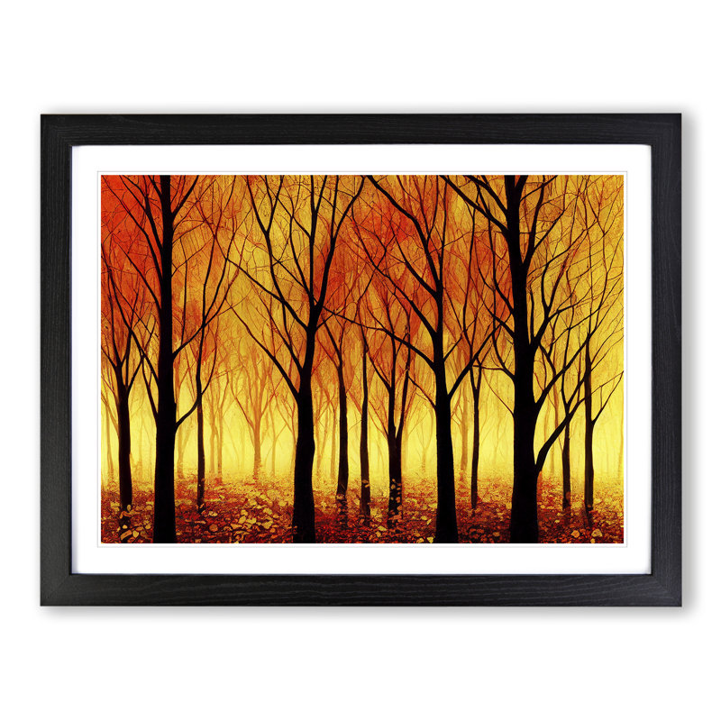 Sublime Autumn Forest 1 Piece Single Picture Frame Wall Art, 46cm H x 64cm W x 2cm D, Black Framed