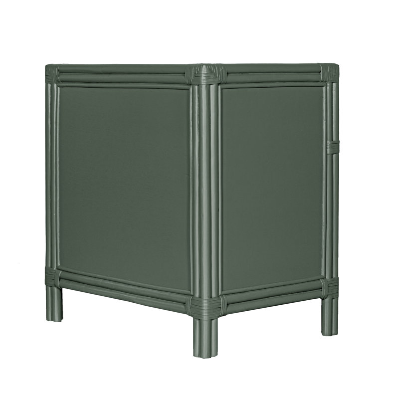 Clara Collection 1 - Drawer Rattan Nightstand, Evergreen