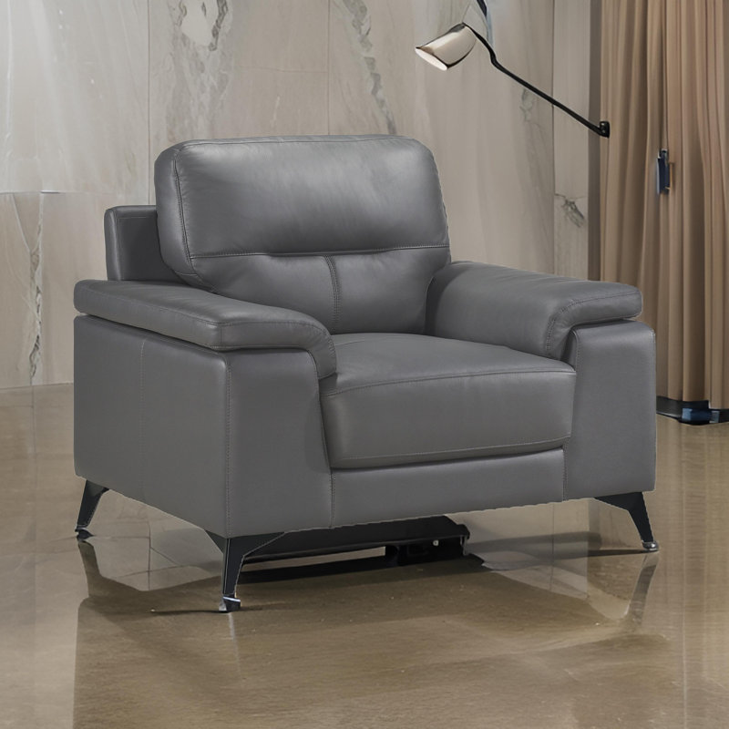 Faux Leather Club Chair, Gray Faux Leather