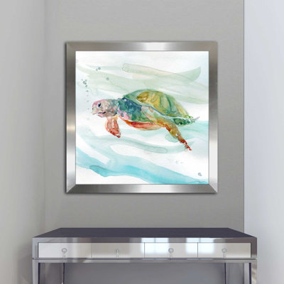 « turtle tropiques ii », reproduction de peinture à l’aquarelle encadrée