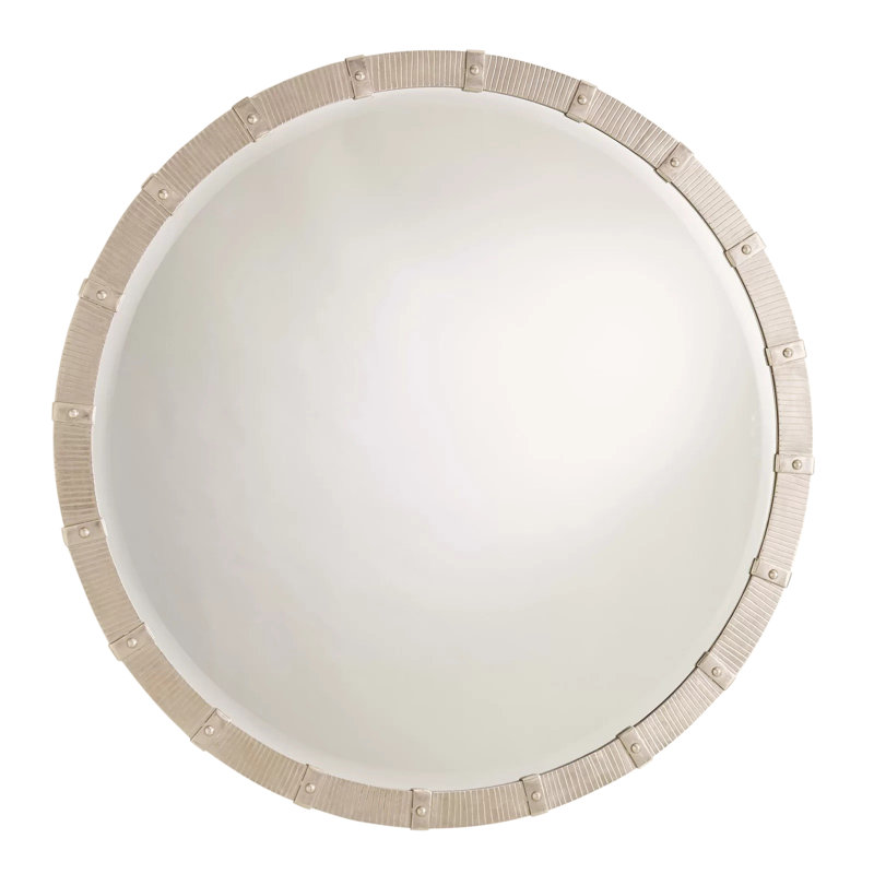 Galleon Round Wood and Nickel 42" Mirror