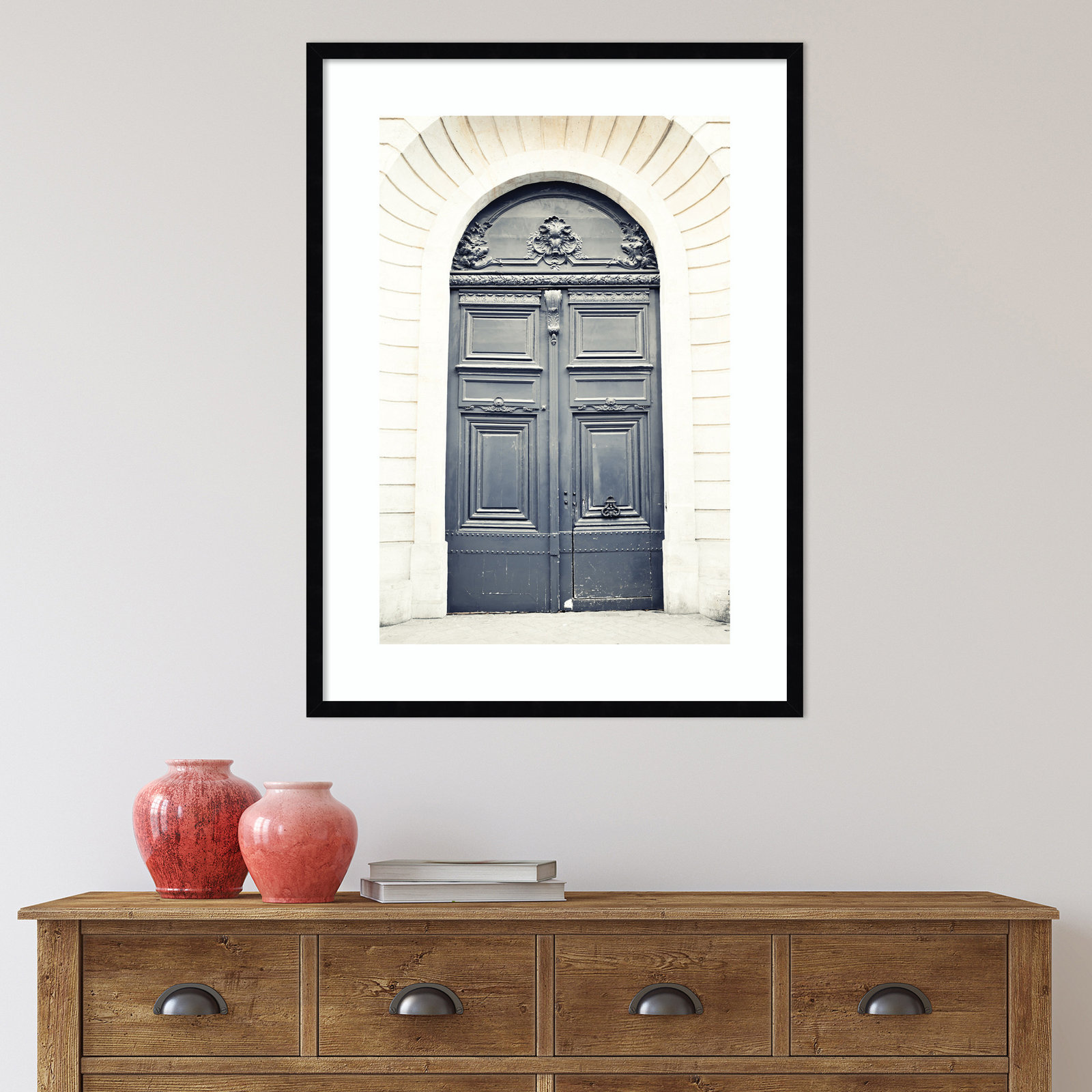 Black Paris Door Photo Print, Black, 34" H x 25" W