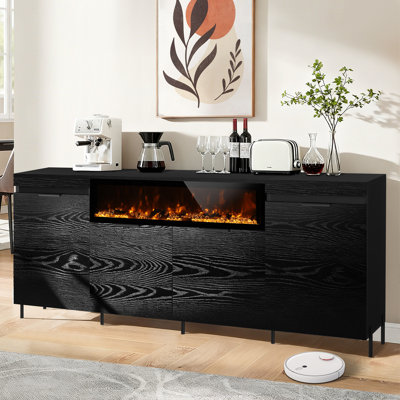 80" Fireplace Tv Stand With 40" Fireplace, Side Storage Cabinets