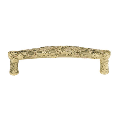 EDGAR BEREBI GLENDALE COURT 5" CENTER TO CENTER PULL DECORATED WITH LIGHT COLORADO TOPAZ SWAROVSKI CRYSTALS IN FLORENTINE GOLD PLATE