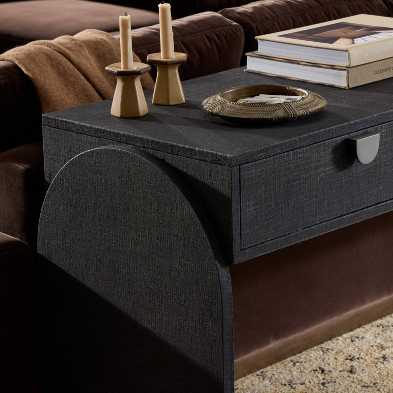 Cressida 78'' W Console Table, Black Linen