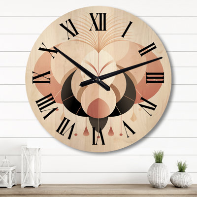 Rebirth Boho Geometric Abstract - Modern Geometric Oversized Wood Wall Clock