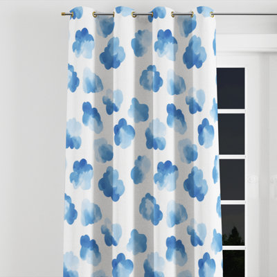 Abstract Window curtains - Modern Cloud Blue Grommet Curtain - 1 Panel