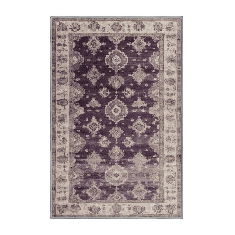 Machine Washable Overdyed Gray Area Rug, Rectangle 5' x 8'