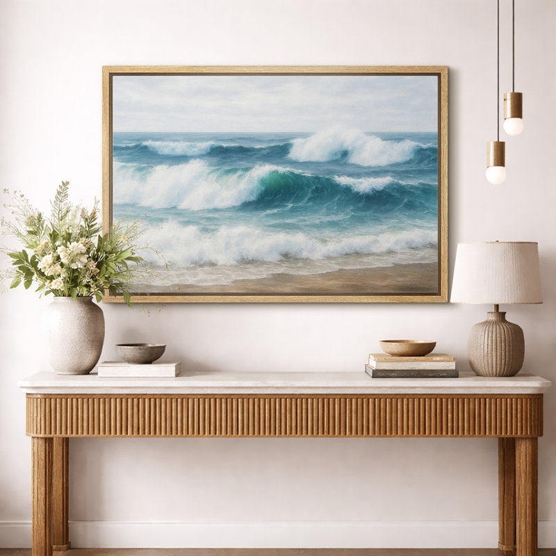 "Coastal Ocean Waves", sérénité, photos de salon de plage, impression encadrée sur toile, H 24 po x l 36 po x P 1,5 po