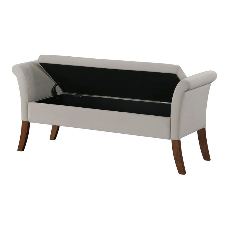 Banc de rangement rembourré en velours Jedu, Beige