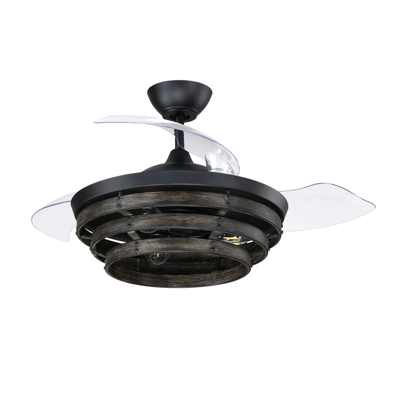 Ventilateur de plafond à pales cachées de 42 po avec pales en acrylique transparent, Wi-Fi et ensemble d'éclairage