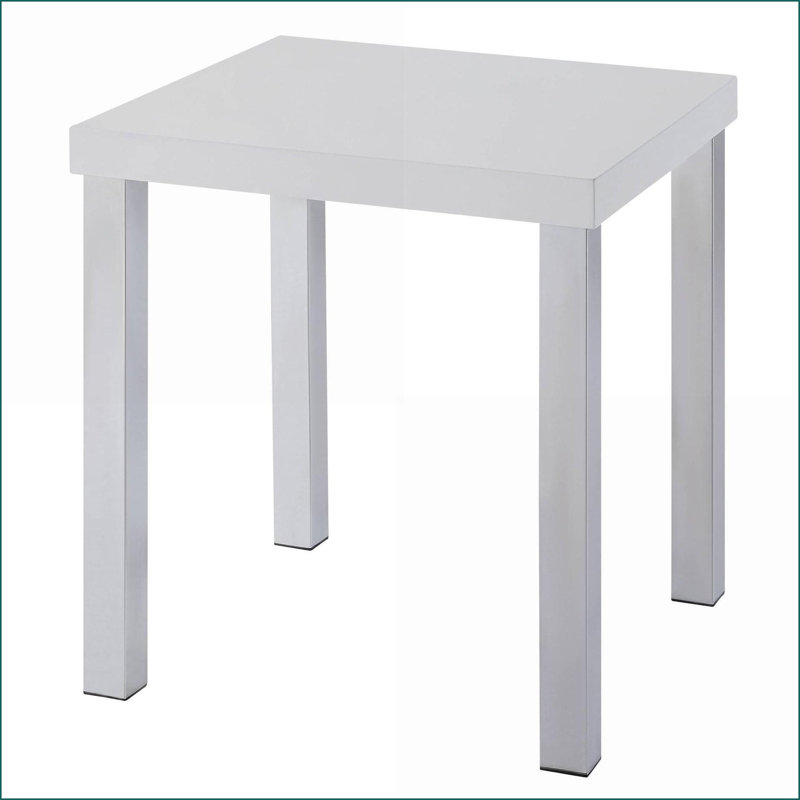 Table basse blanche en chrome ultrabrillant pour salon / chambre à coucher, surface durable et amp; Style sophistiqué