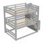 Lit superposé triple pleine grandeur avec escalier de rangement, conception convertible séparée, gris-313162697