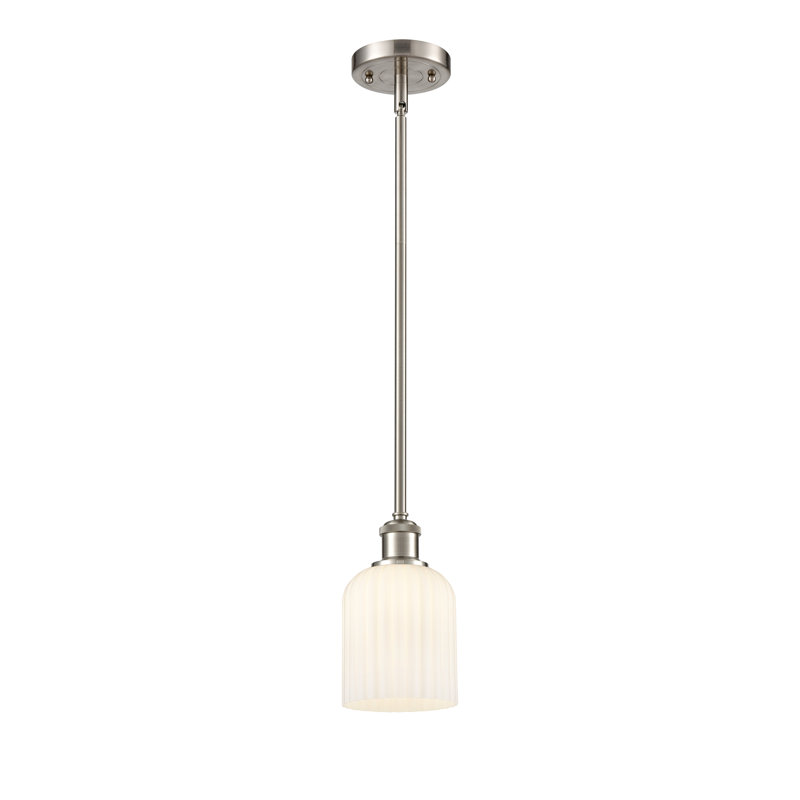 Luminaire suspendu 5 lumières Ballston Addeline, Nickel satiné, Blanc brillant