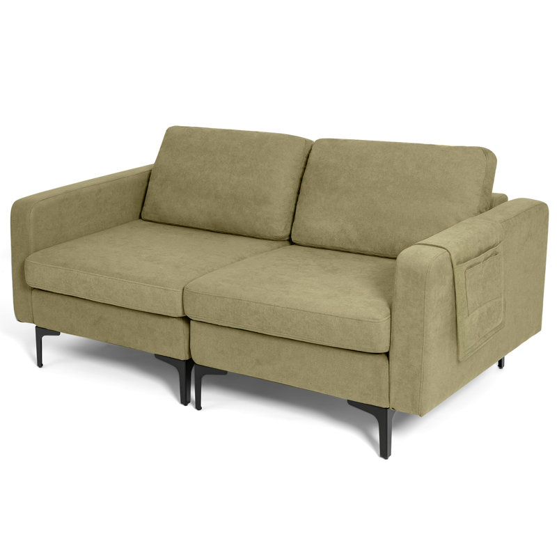 Dorissa Upholstered 32.5'' Sofa, Green Linen Fabric