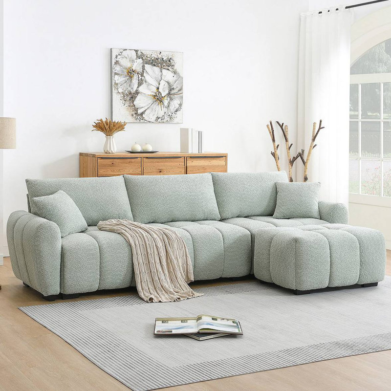 Canapé modulaire en tissu Boucle, Vert clair