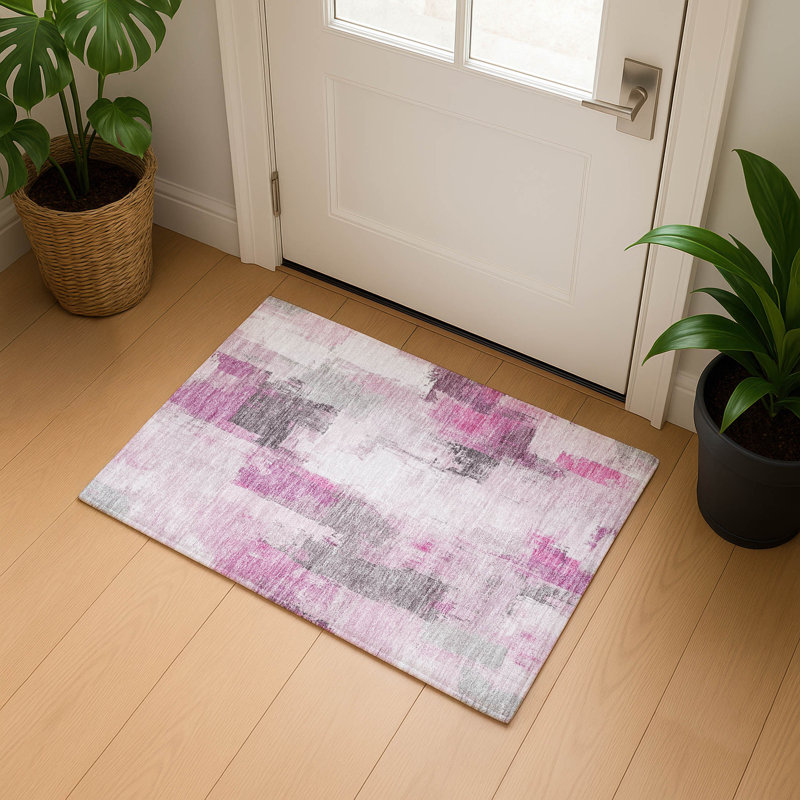 Premium Machine Washable Pinkston Abstract Rug, Rectangle 1'8" x 2'6"