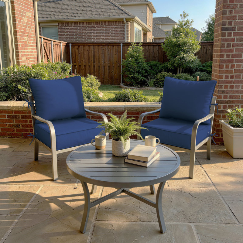 6.5″ Outdoor Replacement Cushion Set, Deep Seating Seat / Back Cushion Set, 24″W X 24″ D, Set Of 2, Blue