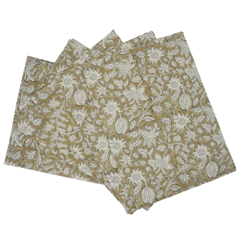 Fabdivine 18X18 Inch Block Print Table Napkin – Perfect for Formal and Casual Dining, Manikarnika, Light brown