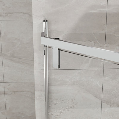 Neo-Angle Frameless Shower Door, Corner Shower Enclosure With Clear SGCC Tempered Glass Pivot Shower Door