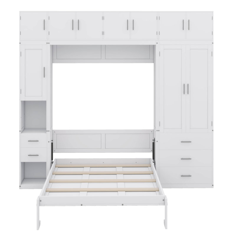 Lit escamotable avec rangement et garde-robe, Lit double