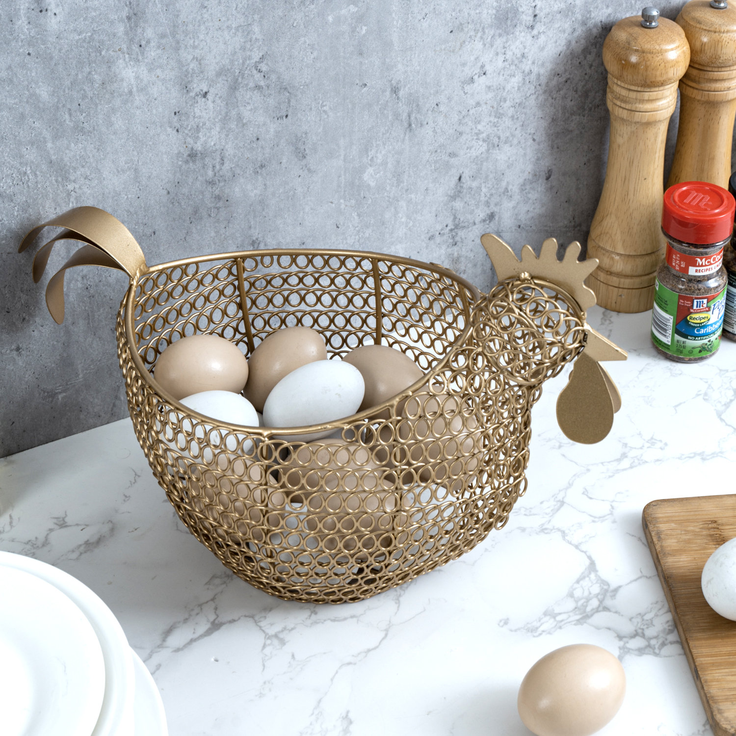 August Grove® Chicken Decorative Statue Egg Storage Baskets Wayfair
