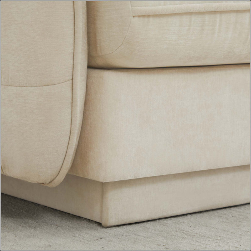 Canapé en L Chenille Cloud, Beige crème