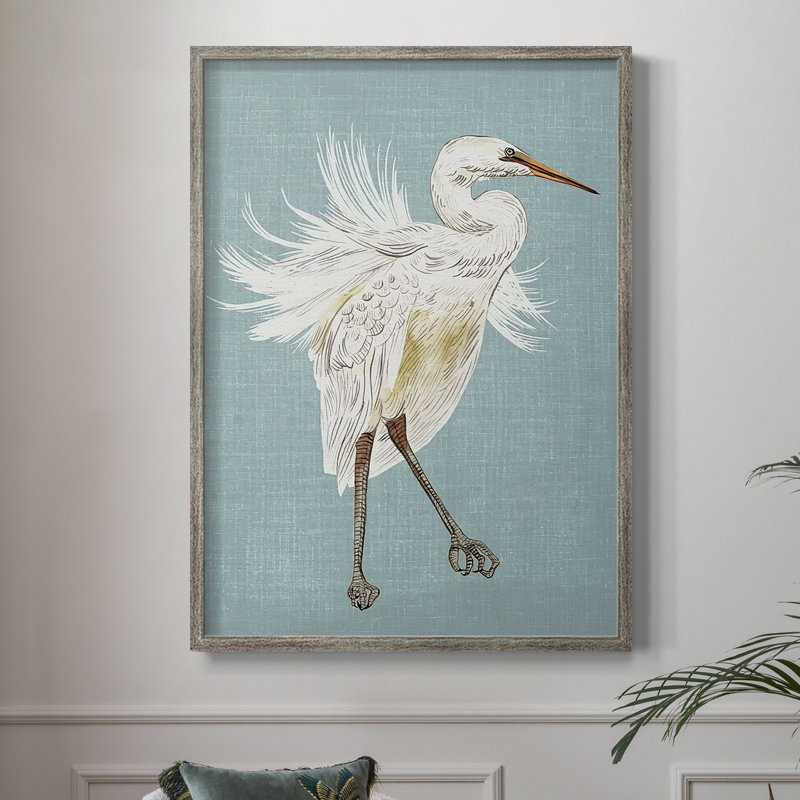 HeronPlumage III, reproduction encadrée - bois massif, H 21 po x l 17 po