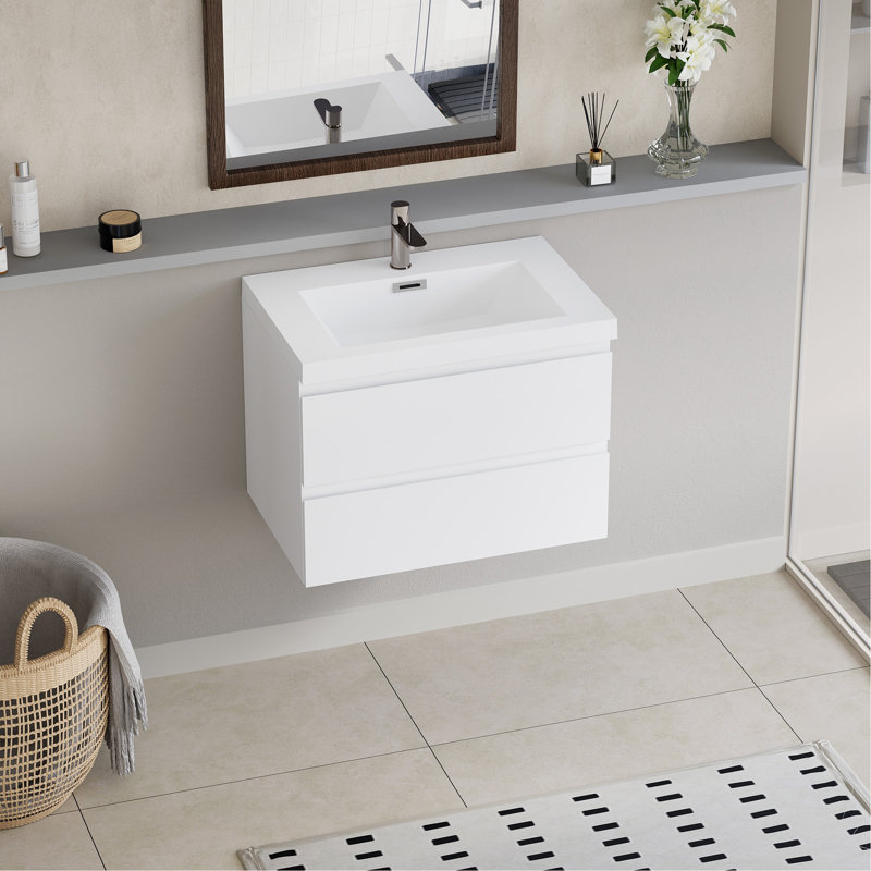 Meuble-lavabo mural peu encombrant avec lavabo durable et grand espace de rangement