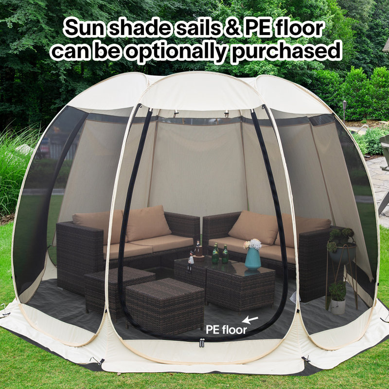 Screen House Tent Pop-Up, Portable Screen Room Canopy Instant Screen Tent with Carry Bag, 90" H x 144" W x 144" D