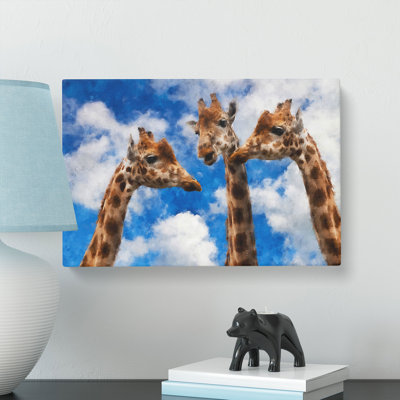 Three Giraffes Painting - Wrapped Canvas