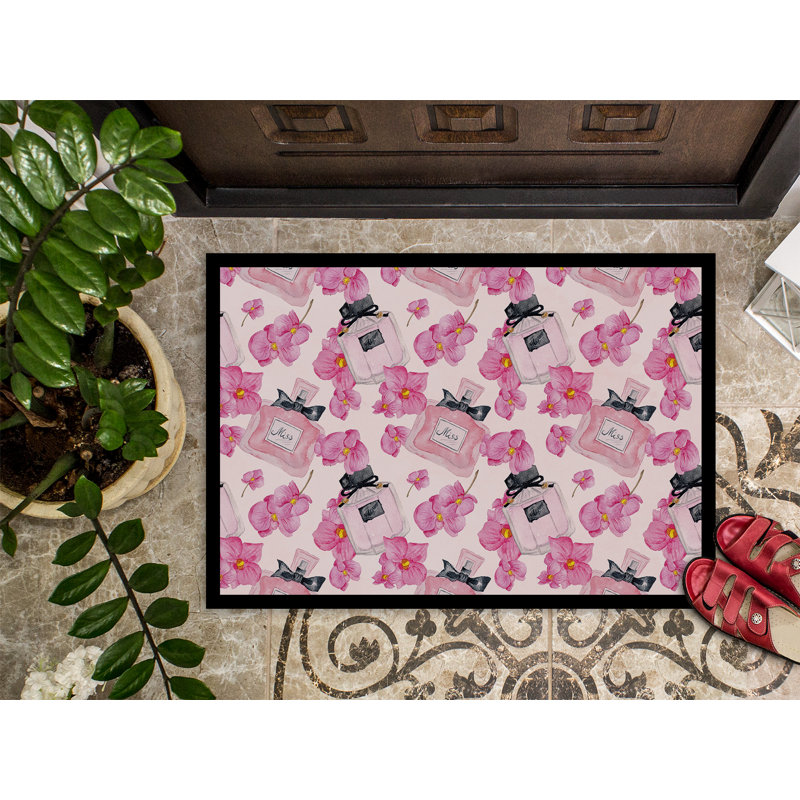 Tapis de porte pour l’extérieur antidérapant fleurs et parfums Belinda, H 0,25 po x l 27 po x P 18 po