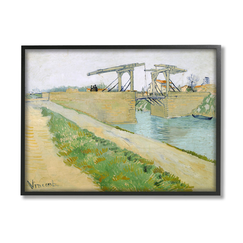 De Brug Van Langlois, pont Vincent van Gogh - cadre flottant, peinture sur toile, H 11 po x l 14 po x P 1,5 po