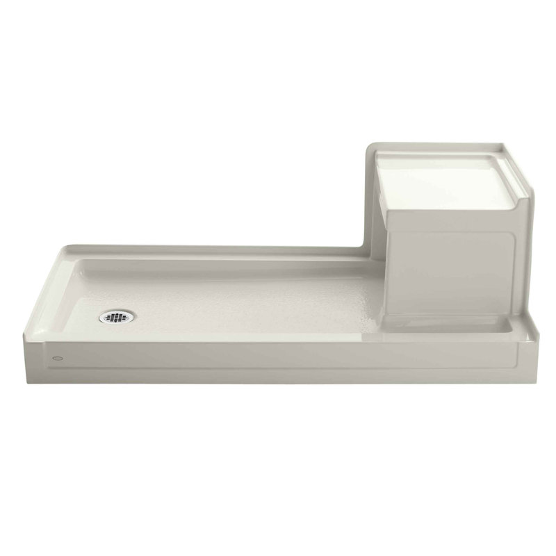 Tresham 60" W x 32" D Single Shower Base, Biscuit