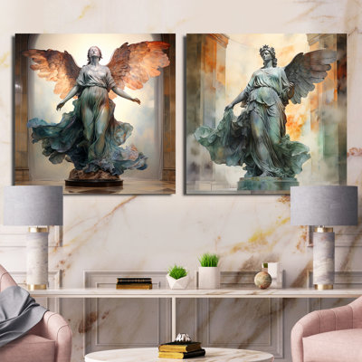 Sculpture Serenity Angel Christianity - Ensemble de 2 collages carrés