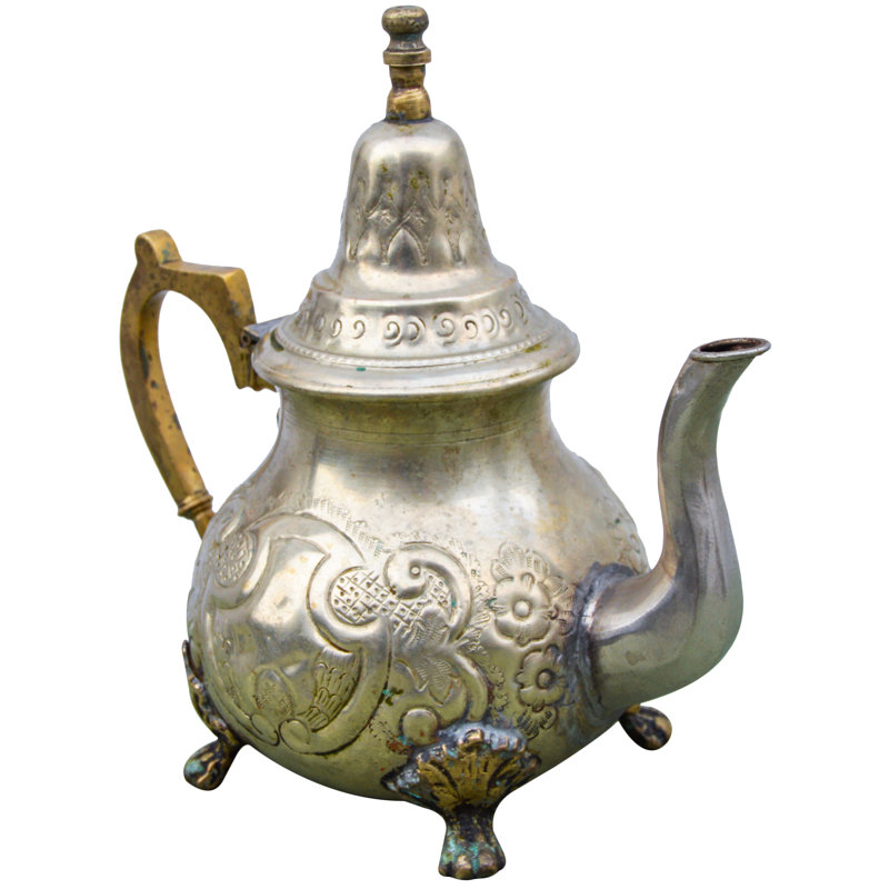 Antique Brass Teapot with Engravings