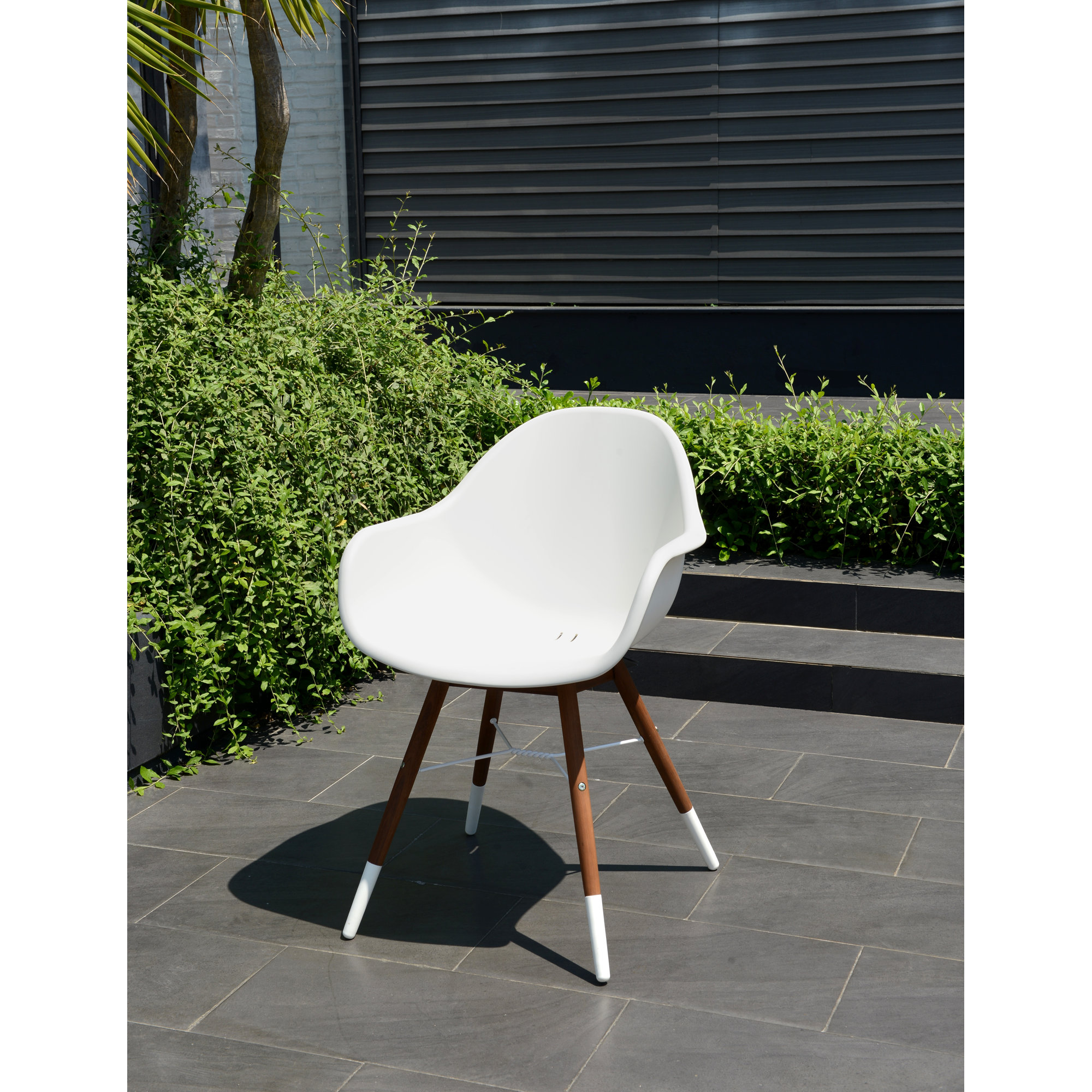 Alyisa Wood Modern Patio Dining Chairs, White