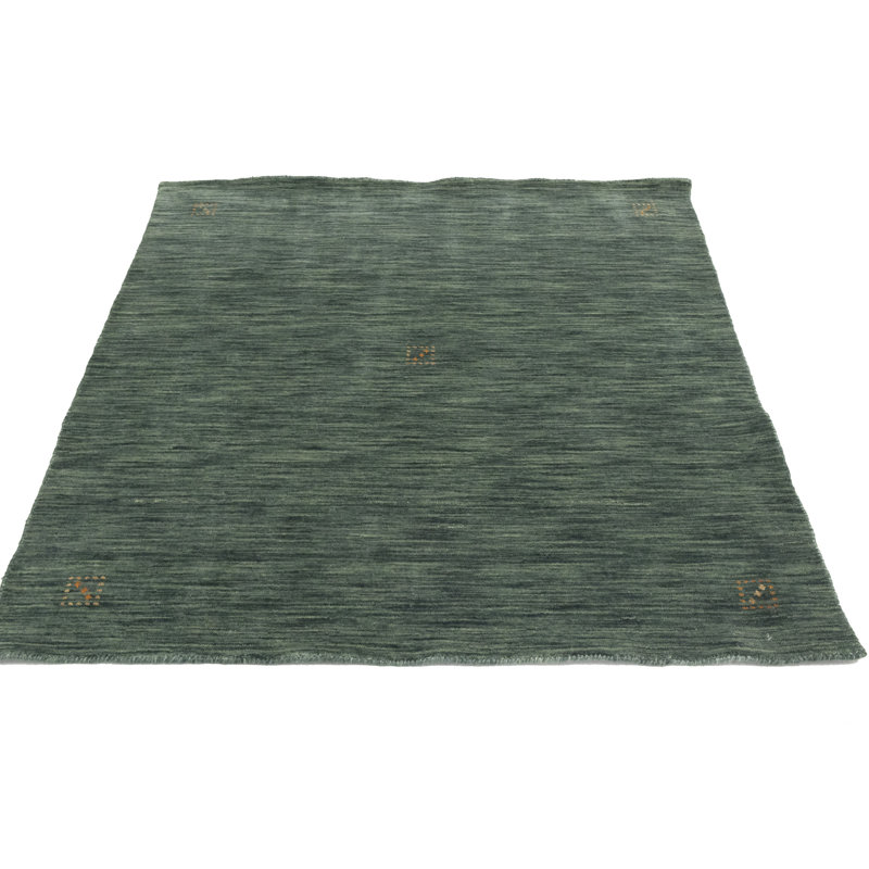 Solid Green 5X5 Oriental Modern Square Rug