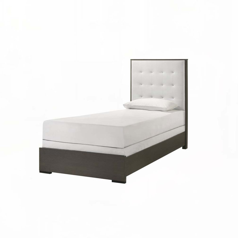 Lit à panneau tapissier en tissu avec tête de lit, Simple