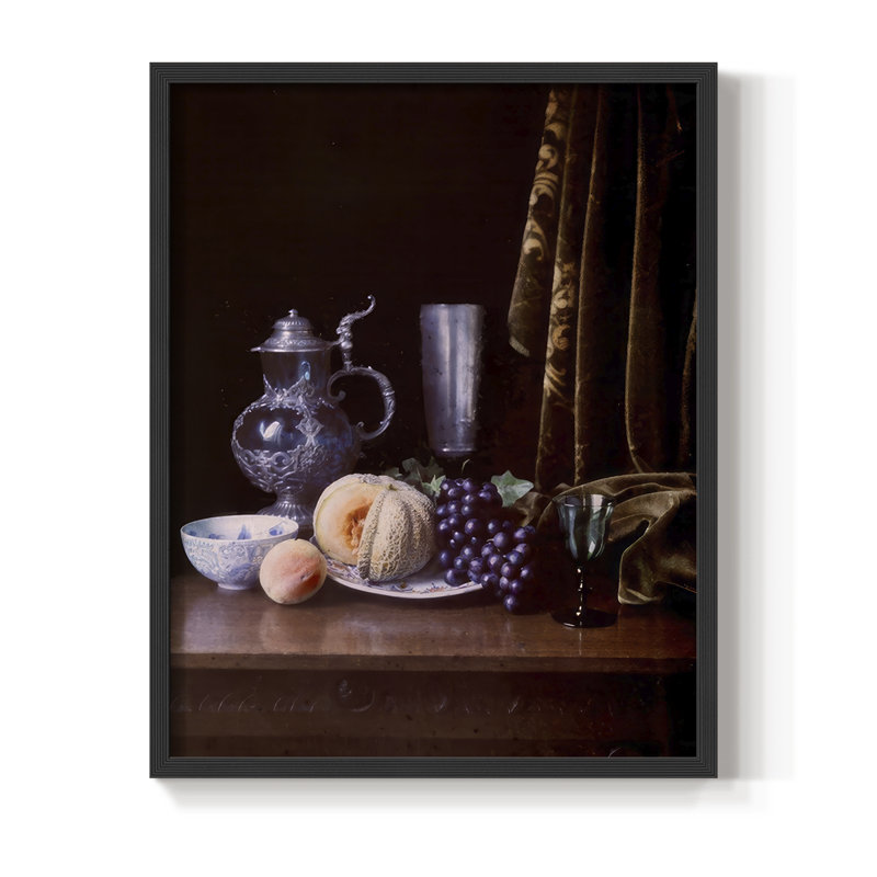 Moody Still Life III Framed Print - Solid Wood, 30" H x 24" W, Black