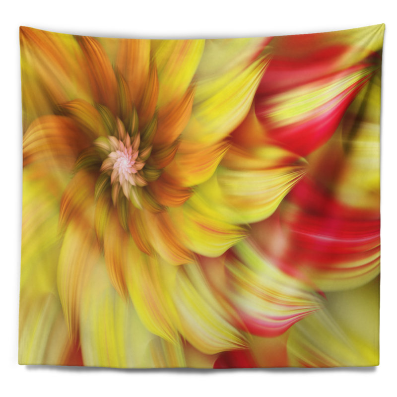 Tapisserie florale rotative florale jaune rouge, H 32 po x l 39 po