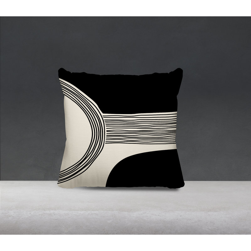 Cassie Outdoor Reversible Throw Pillow, 17"H x 17"W, Black/Cream/Black