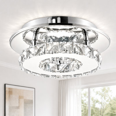 1-Light 7.9" Round Crystal LED Flush Mount Ceiling Light