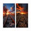 Chemin de fer au coucher du soleil - train, ensemble de 2 décorations murales-65429183-65429182