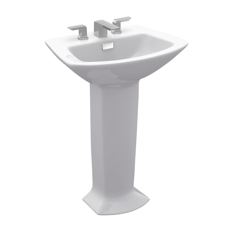 Soiree Ceramic 30" Pedestal Bathroom Sink, Colonial White, Single Hole