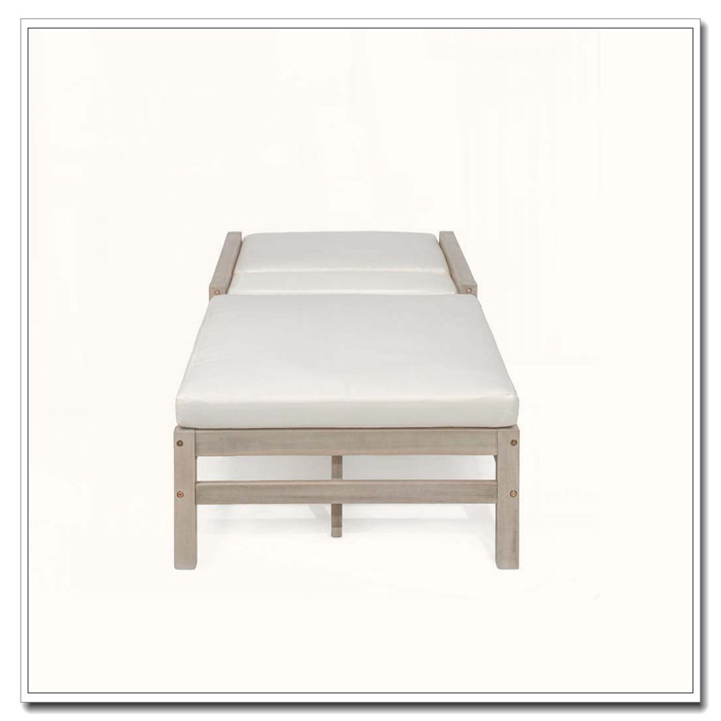 Chaise longue d'extérieur réglable à 5 positions avec structure en bois d'acacia et coussins épais, Gris
