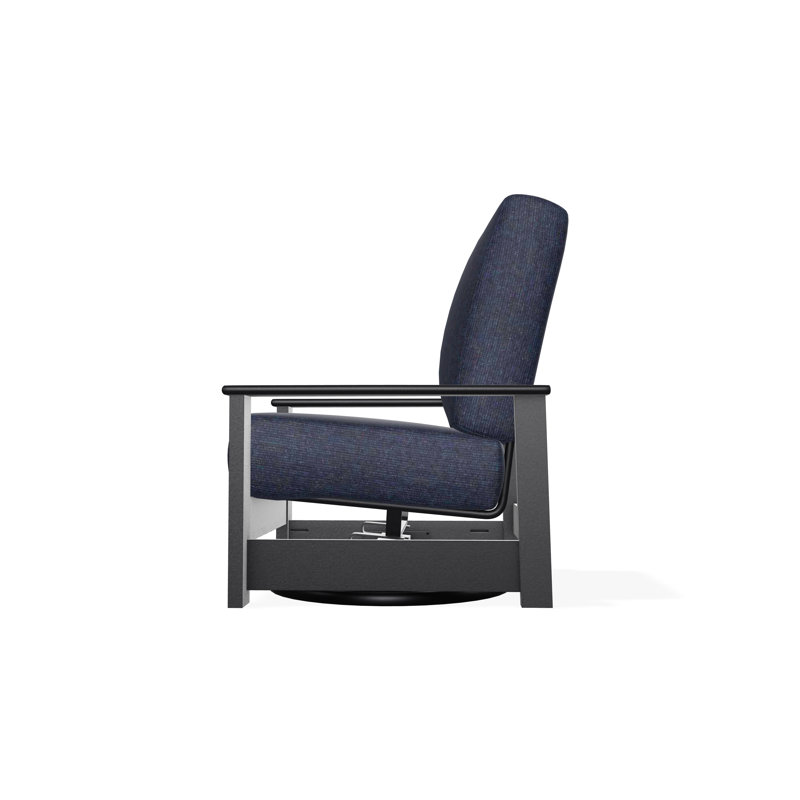 Chaise berçante pivotante cachée en polymère Leeward, Noir, Spectre indigo Sunbrella®