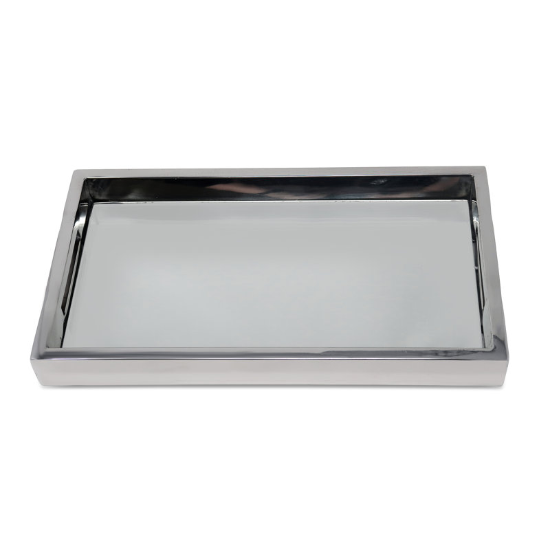 Plateau miroir rectangulaire, Argent argent,  L 12 po x l 7 po x H 1,25 po
