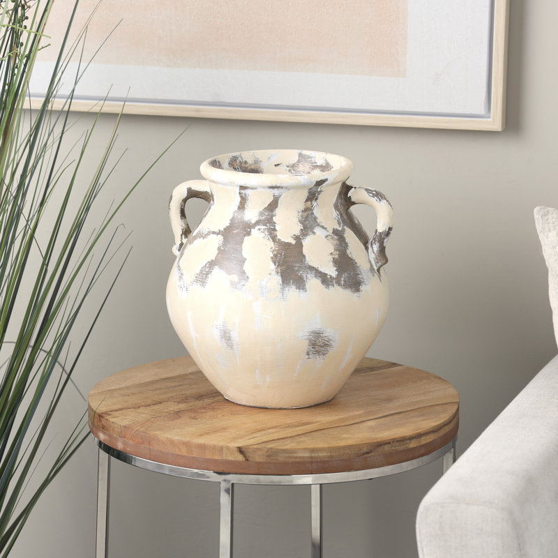 Cole And Grey Ceramic Antique Style Pot Vase With Curved Handles